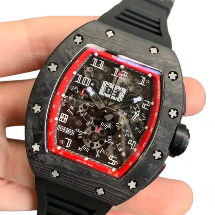 Richard Mille RM 011 NTPT Carbon Red Bezel Size:50 x 40mm 1:1 Replica - Image 4